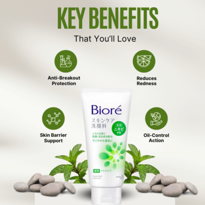 Key Benefits of Biore Acne care 130g Face Wash