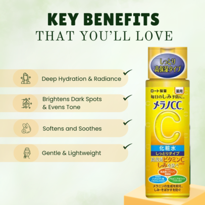 Key Benefits of Rohto Melano CC Anti-Spot Whitening Lotion