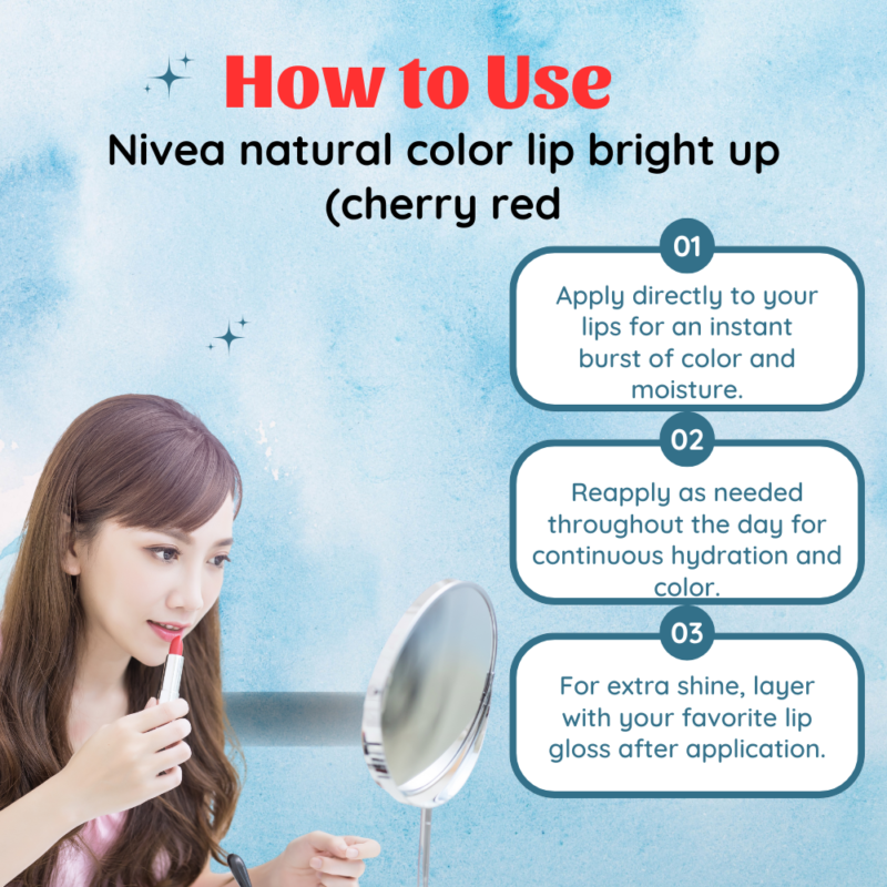 How to Use Nivea natural color lip bright up (cherry red)..