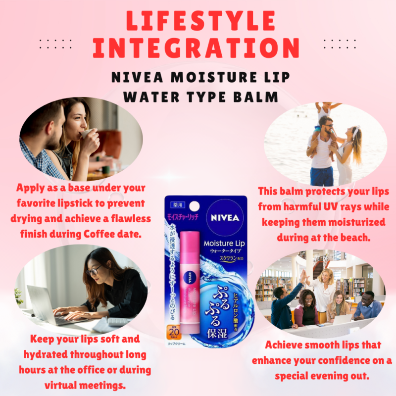Lifestyle Integration with Nivea Moisture Lip Water Type Balm..