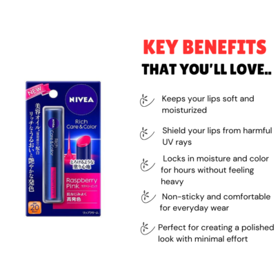 Key Benefits of Nivea Rich Care & Color Lipstick -Sheer Red