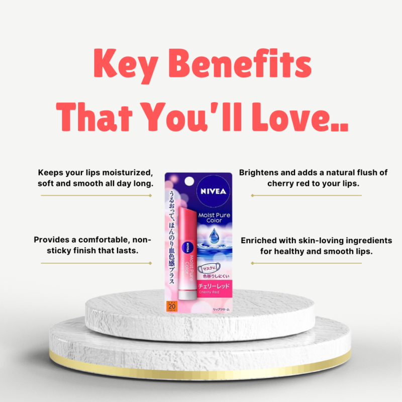 Key Benefits of Nivea natural color lip bright up (cherry red)