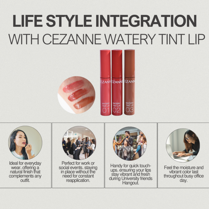  Lifestyle Integration with CEZANNE Watery Tint Lip