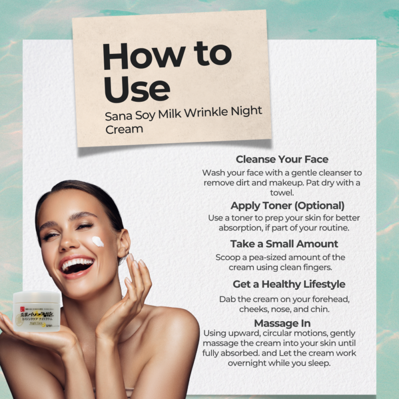 How to Use Sana Soy Milk Wrinkle Night Cream 50G