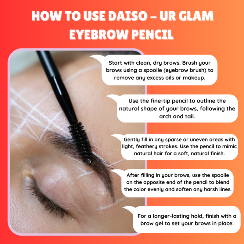 How to Use DAISO - UR GLAM Eyebrow Pencil BR-01 (Natural Brown)