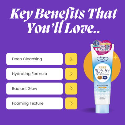 Key Benefits of Kose - Softymo Collagen Cleansing Foam