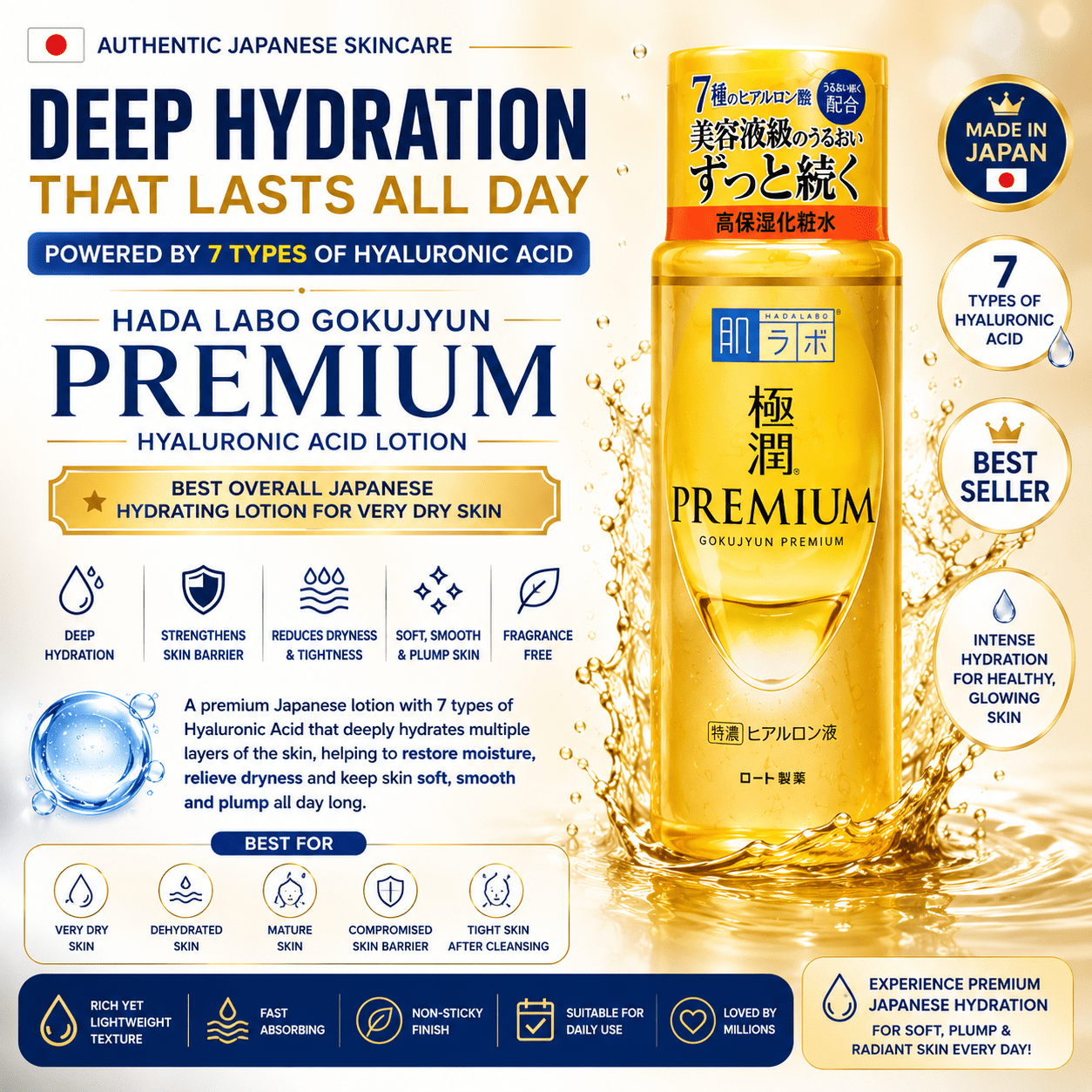 1. Hada Labo Gokujyun Premium Hyaluronic Acid Lotion 170ml