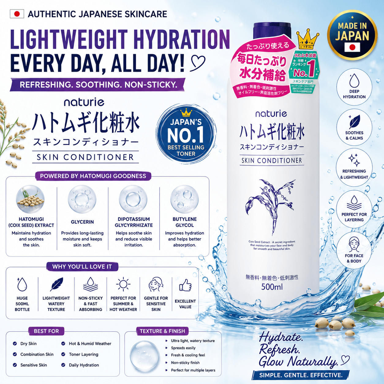 9. Naturie Hatomugi Skin Conditioner