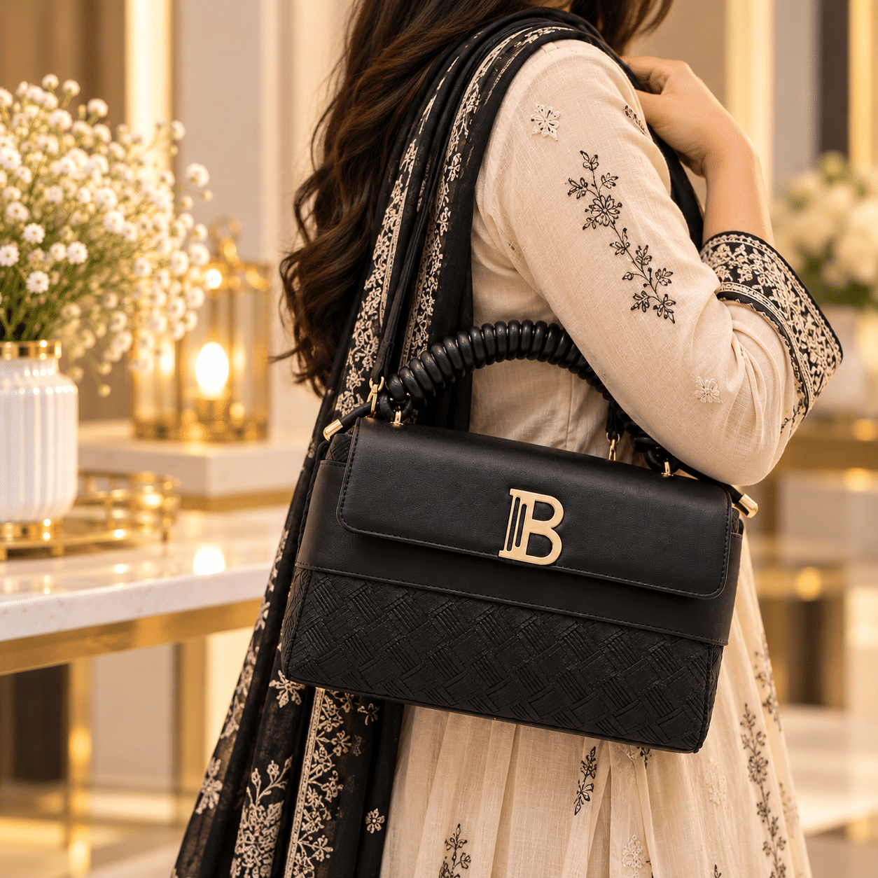QAZA Elegant Black Ladies Handbag – Model JD3022-1