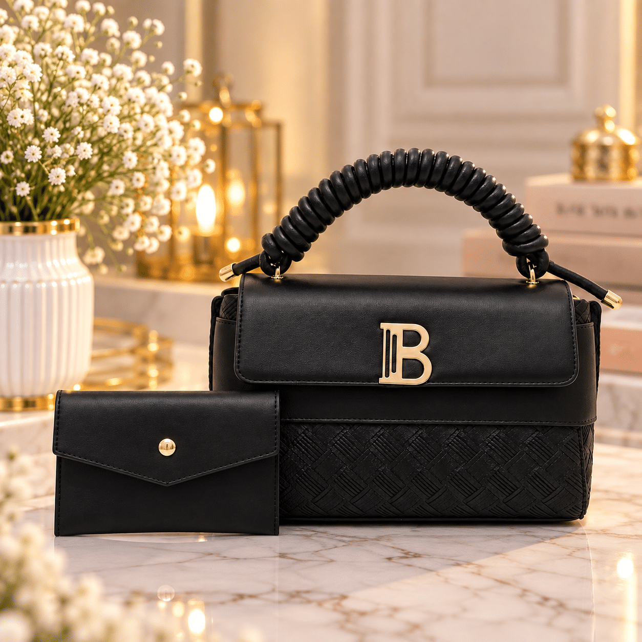 QAZA Elegant Black Ladies Handbag – Model JD3022-1