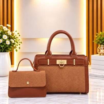 QAZA ED0538-1 Elegant Brown Ladies Handbag Set