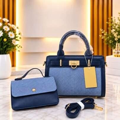 QAZA ED0538-1 Elegant Navy Blue Ladies Handbag Set