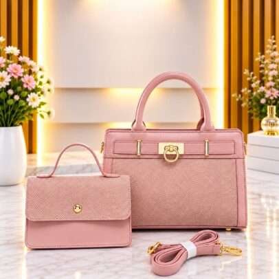 QAZA ED0538-1 Elegant Pink Ladies Handbag Set