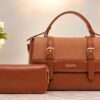 QAZA Ladies Handbag & Wallet Set – Brown...