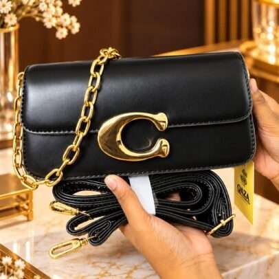 QAZA Women’s Elegant Chain Shoulder Bag – Black