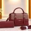 Qaza Jiali Elegant Handbag & Wallet Set – Wine Red