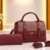 Qaza Jiali Elegant Handbag & Wallet Set – Wine Red